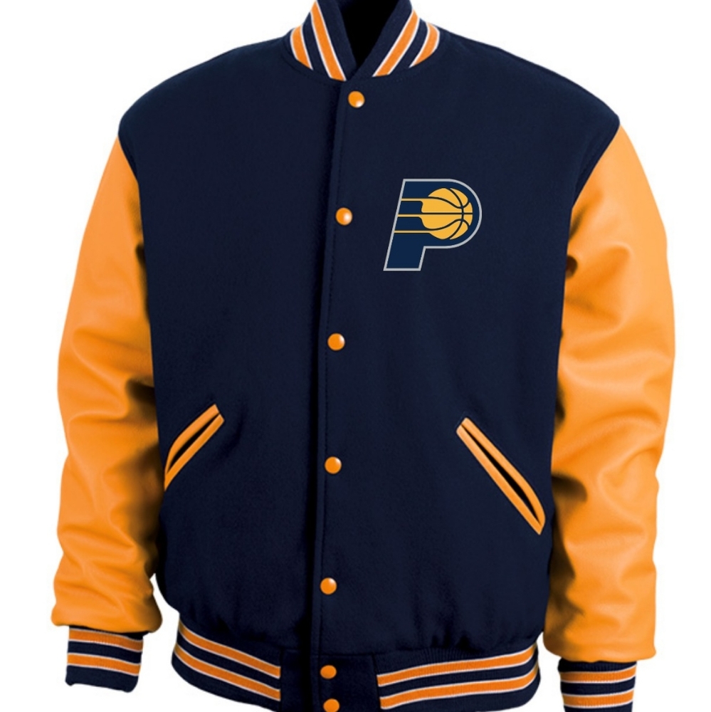 Navy/ Gold Jacket w/Real Leather Sleeves